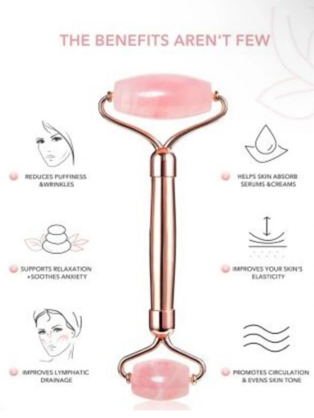 Hanabee Rose Quartz Facial Roller & Gua Sha Set - Pink